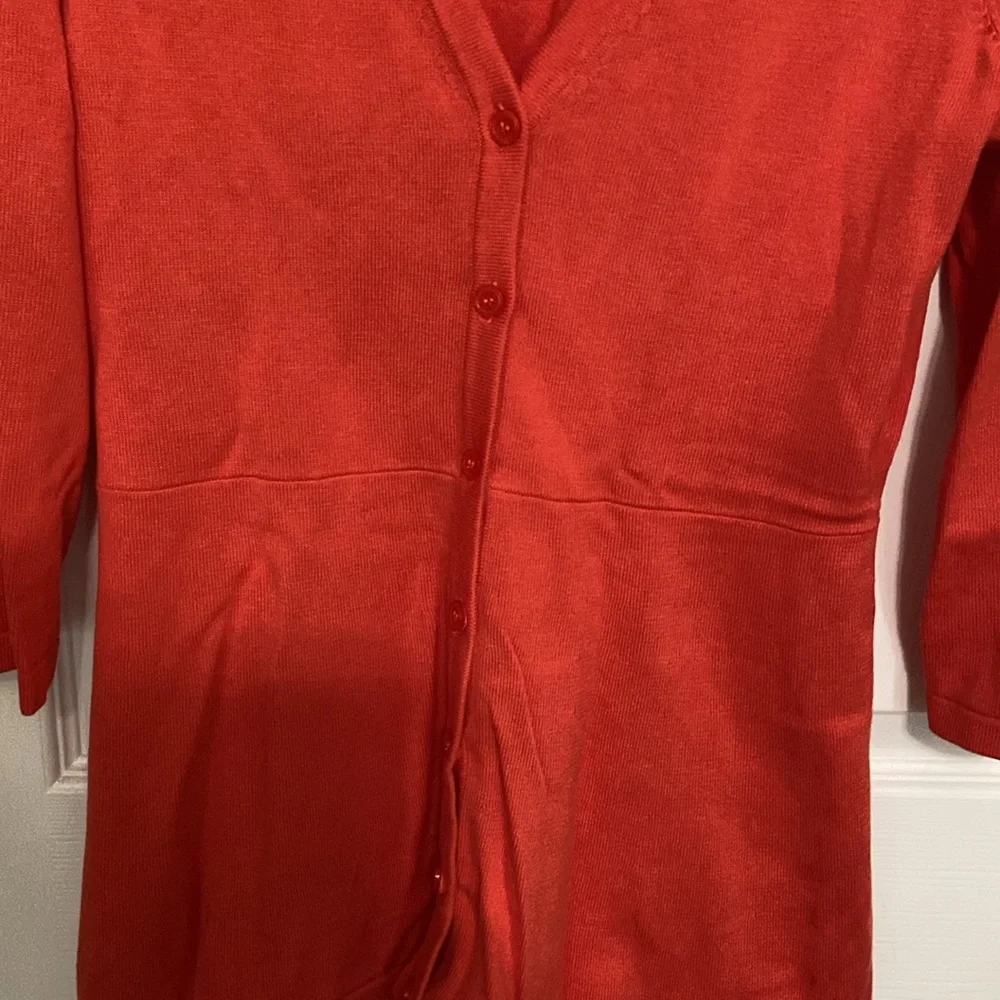 2 Isaac Mizrahi Sweaters - Coral Peplum, Coral Tie Dye Shrug Cardigan - Picture 8 of 16